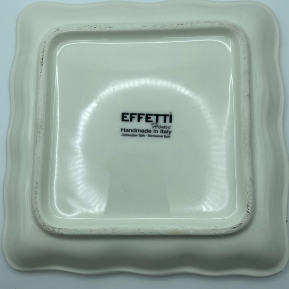 Effective hand made in Italy 🇮🇹 square plates with lemon 🍋 and ruffle edges - Picture 4 of 5